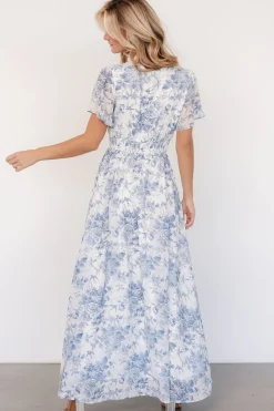 Birdie Maxi Dress | Off White + Blue