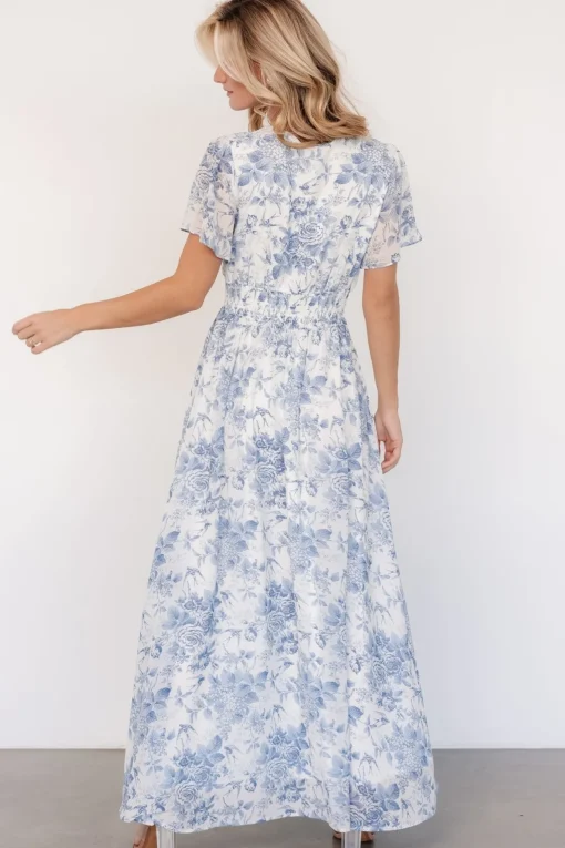 Birdie Maxi Dress | Off White + Blue