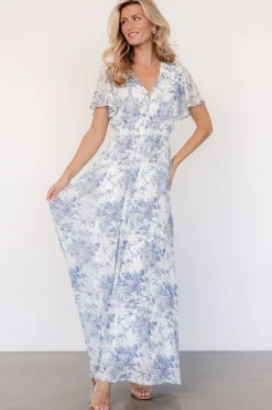 Birdie Maxi Dress | Off White + Blue