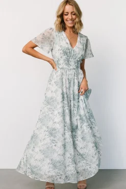 Birdie Maxi Dress | White + Sage Floral