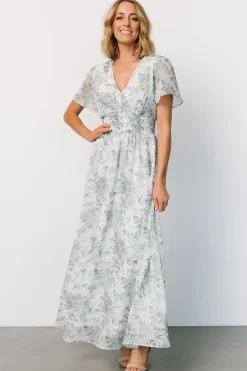 Birdie Maxi Dress | White + Sage Floral