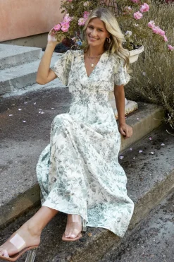 Birdie Maxi Dress | White + Sage Floral