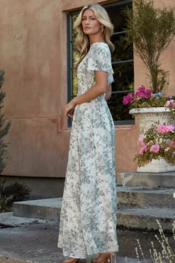 Birdie Maxi Dress | White + Sage Floral
