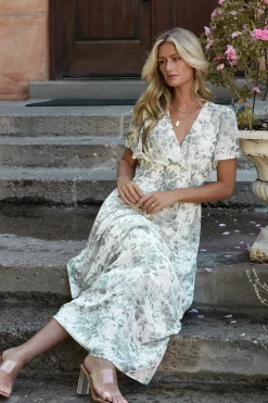 Birdie Maxi Dress | White + Sage Floral