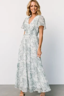 Birdie Maxi Dress | White + Sage Floral
