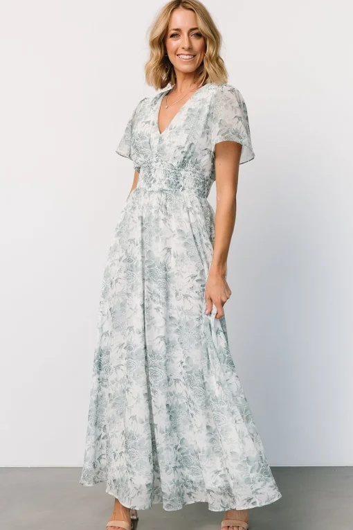 Birdie Maxi Dress | White + Sage Floral