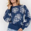 Blake Floral Sweater | Blue + Cream