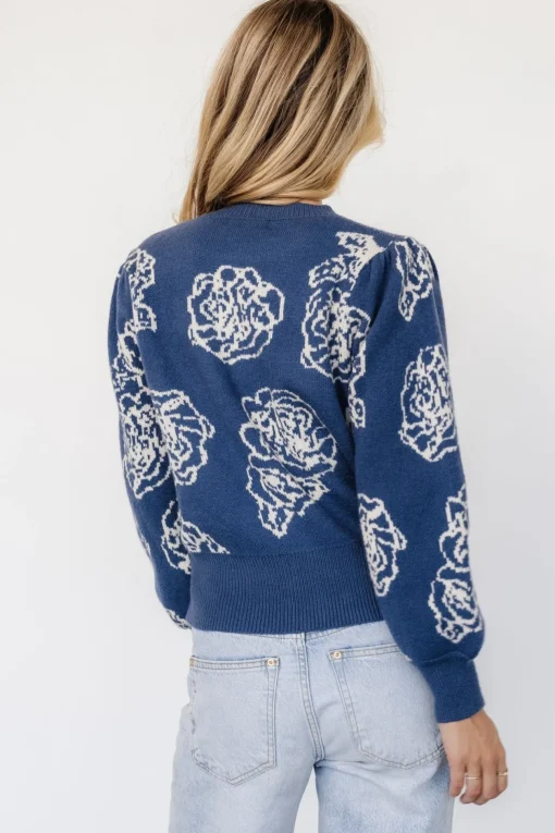 Blake Floral Sweater | Blue + Cream