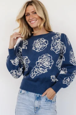 Blake Floral Sweater | Blue + Cream