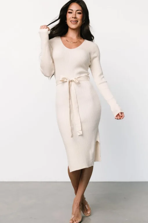 Blayne Ribbed Midi Dress | Cream