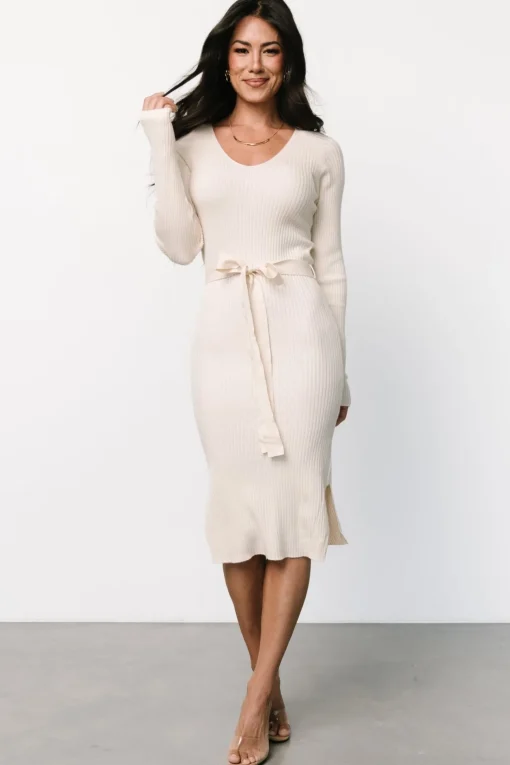 Blayne Ribbed Midi Dress | Cream
