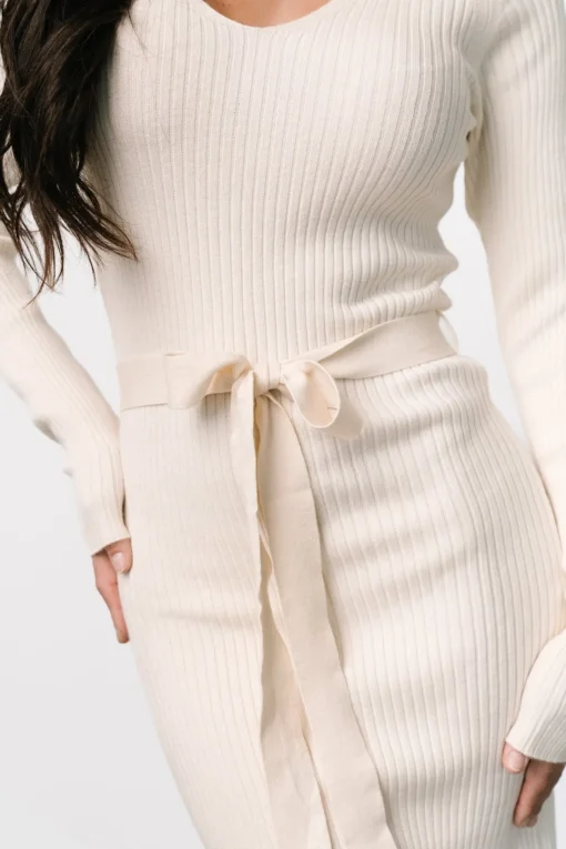 Blayne Ribbed Midi Dress | Cream