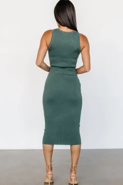 Bobbie Snap Button Midi Dress | Green