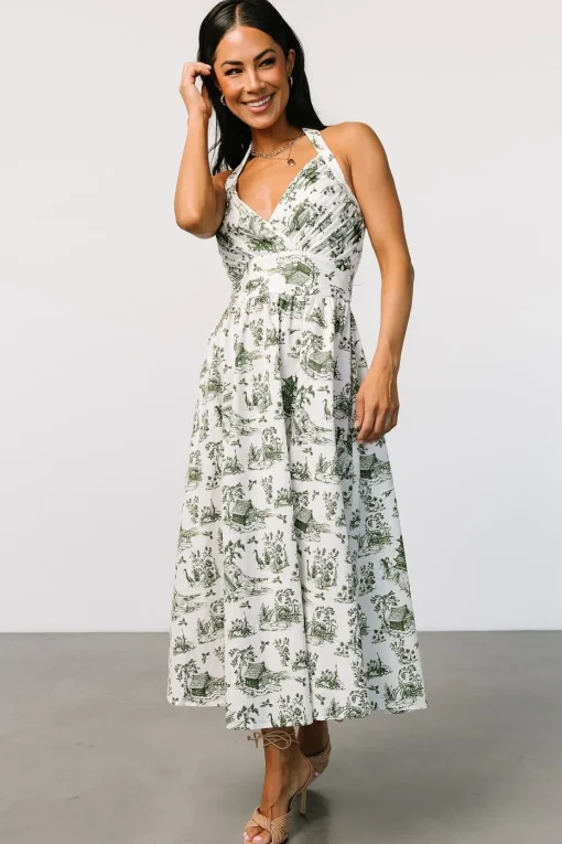 Bristol Halter Midi Dress | Green Print