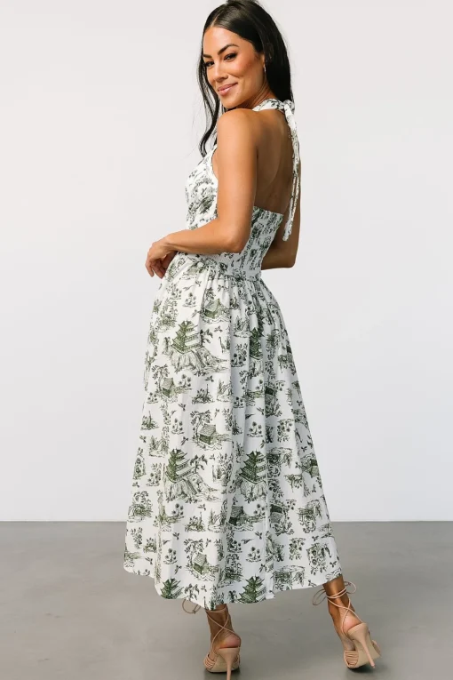 Bristol Halter Midi Dress | Green Print