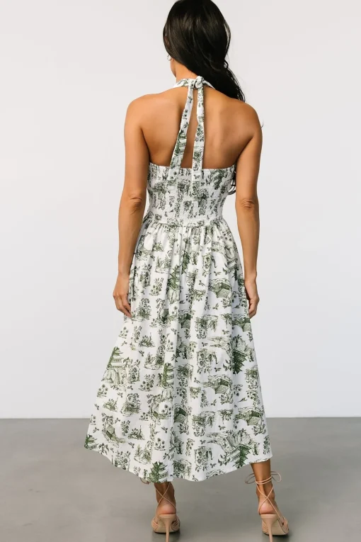 Bristol Halter Midi Dress | Green Print