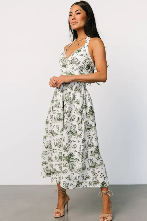 Bristol Halter Midi Dress | Green Print