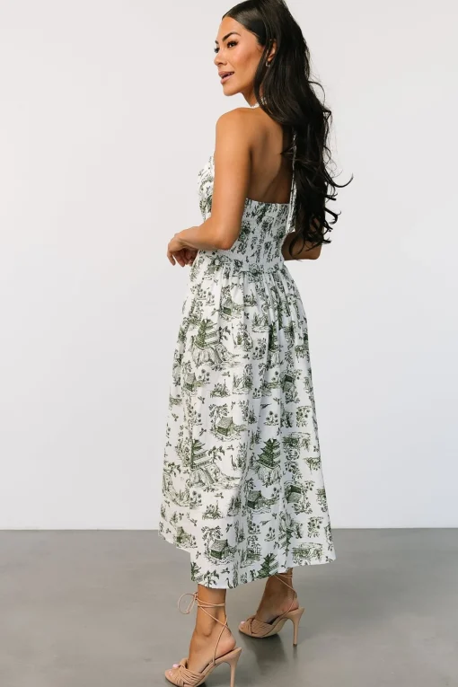 Bristol Halter Midi Dress | Green Print