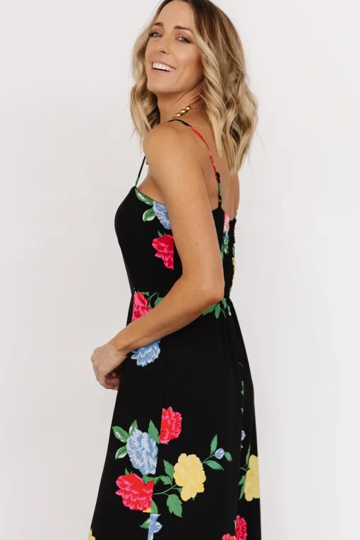 Brooklyn Wide Leg Jumpsuit | Black Floral