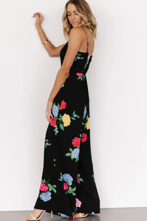 Brooklyn Wide Leg Jumpsuit | Black Floral
