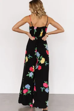 Brooklyn Wide Leg Jumpsuit | Black Floral
