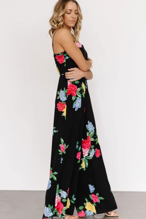 Brooklyn Wide Leg Jumpsuit | Black Floral