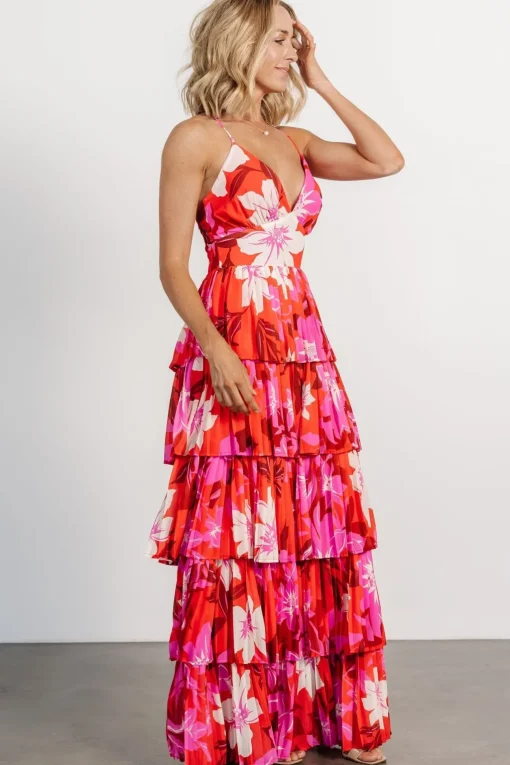 Capriana Tiered Maxi Dress | Red Multi