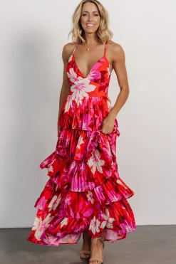 Capriana Tiered Maxi Dress | Red Multi