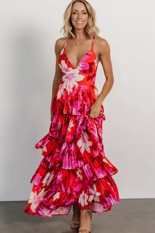Capriana Tiered Maxi Dress | Red Multi