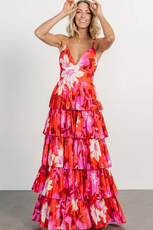 Capriana Tiered Maxi Dress | Red Multi