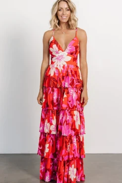 Capriana Tiered Maxi Dress | Red Multi