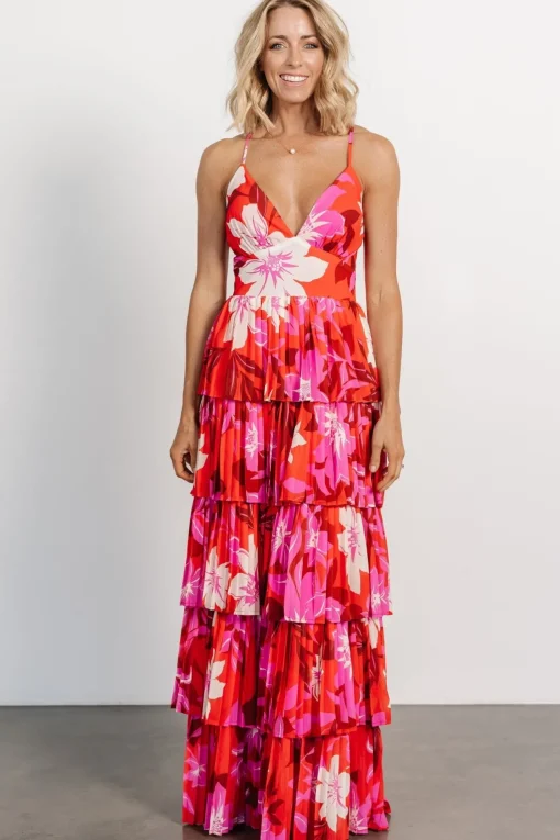 Capriana Tiered Maxi Dress | Red Multi