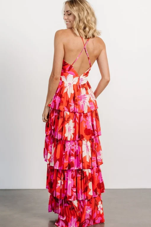 Capriana Tiered Maxi Dress | Red Multi