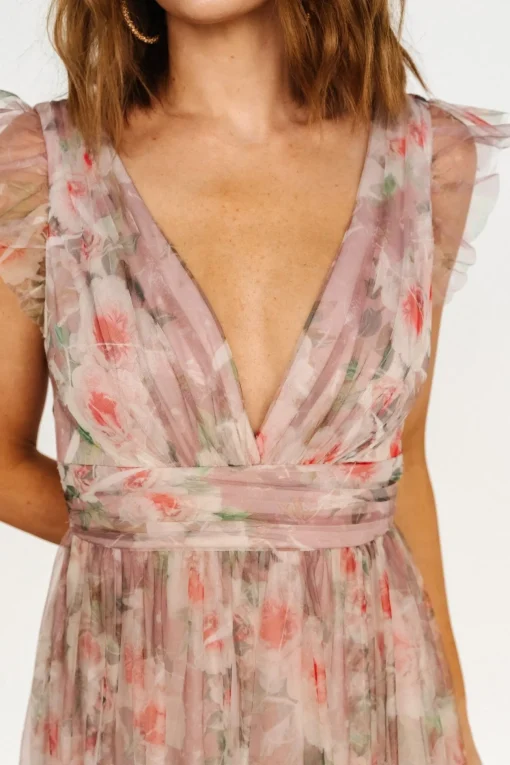 Carmine Maxi Dress | Mauve Floral