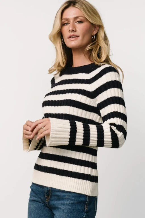 Carrie Striped Sweater | Navy + Ivory