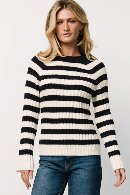 Carrie Striped Sweater | Navy + Ivory