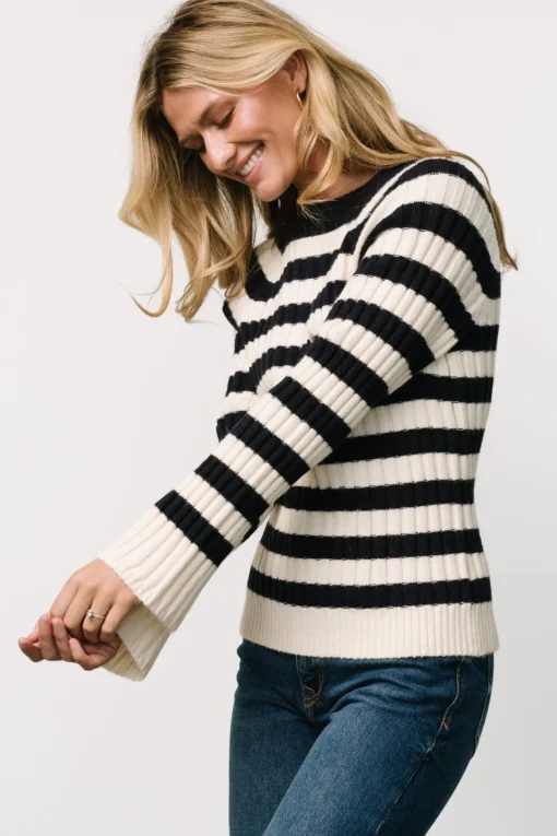 Carrie Striped Sweater | Navy + Ivory