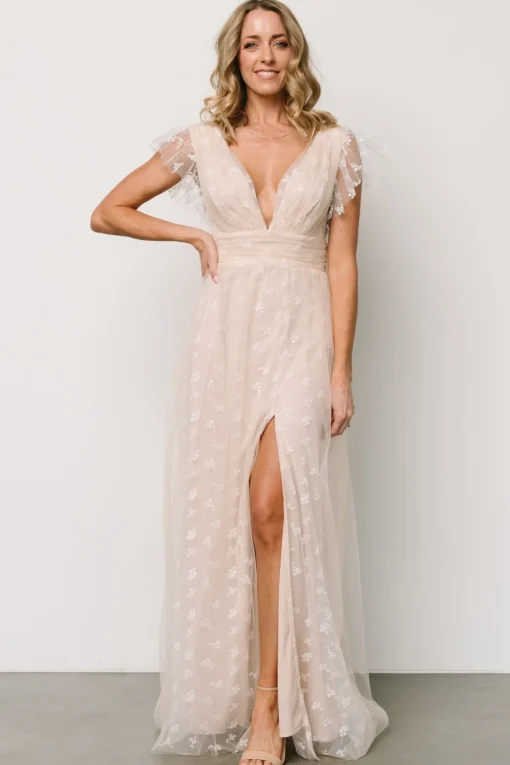 Caterina Tulle Maxi Dress | Natural + White