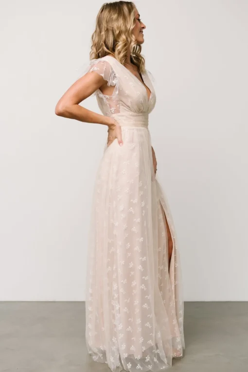 Caterina Tulle Maxi Dress | Natural + White