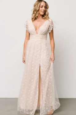 Caterina Tulle Maxi Dress | Natural + White