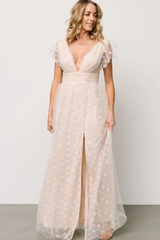 Caterina Tulle Maxi Dress | Natural + White
