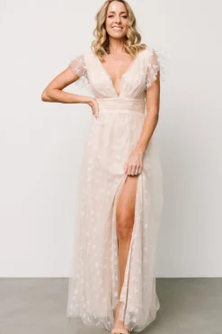 Caterina Tulle Maxi Dress | Natural + White