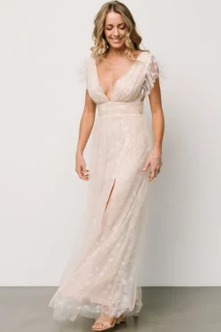 Caterina Tulle Maxi Dress | Natural + White