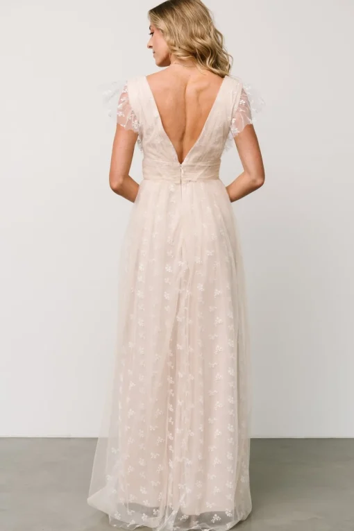 Caterina Tulle Maxi Dress | Natural + White