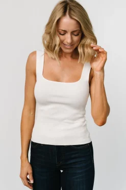 Cher Square Neck Knit Tank | Off White
