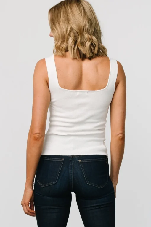 Cher Square Neck Knit Tank | Off White