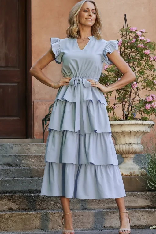 Chrysanthi Tiered Dress | Light Blue