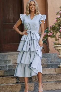 Chrysanthi Tiered Dress | Light Blue