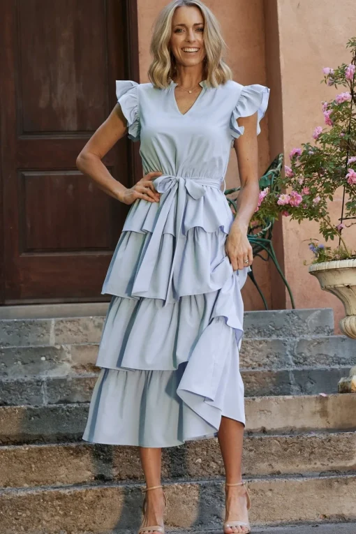 Chrysanthi Tiered Dress | Light Blue