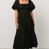Cindy Puff Sleeve Tiered Dress | Black